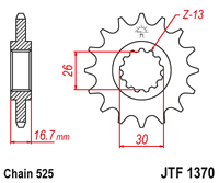 Sprockets Front (1370 - 15T) - JT Rubber
