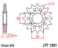 Sprockets Front (1591- 16T) - JT Rubber
