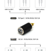 DIN (Hella) to 36W PD USB-C + QC 3.0 (STRAIGHT)
