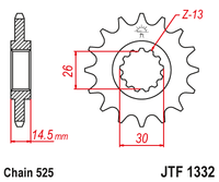 Sprockets Front (1332 - 15T) - JT
