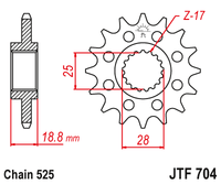 Sprockets Front (704 - 16T) - JT
