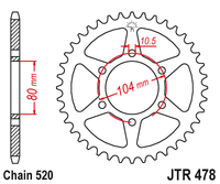 Sprockets Rear (478 - 46T) - JT
