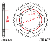 Sprockets Rear (897 - 52T) - JT
