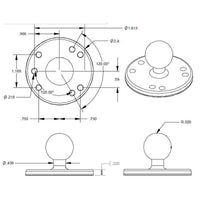 RAM Base - Round Plate (2.5") with Ball.
